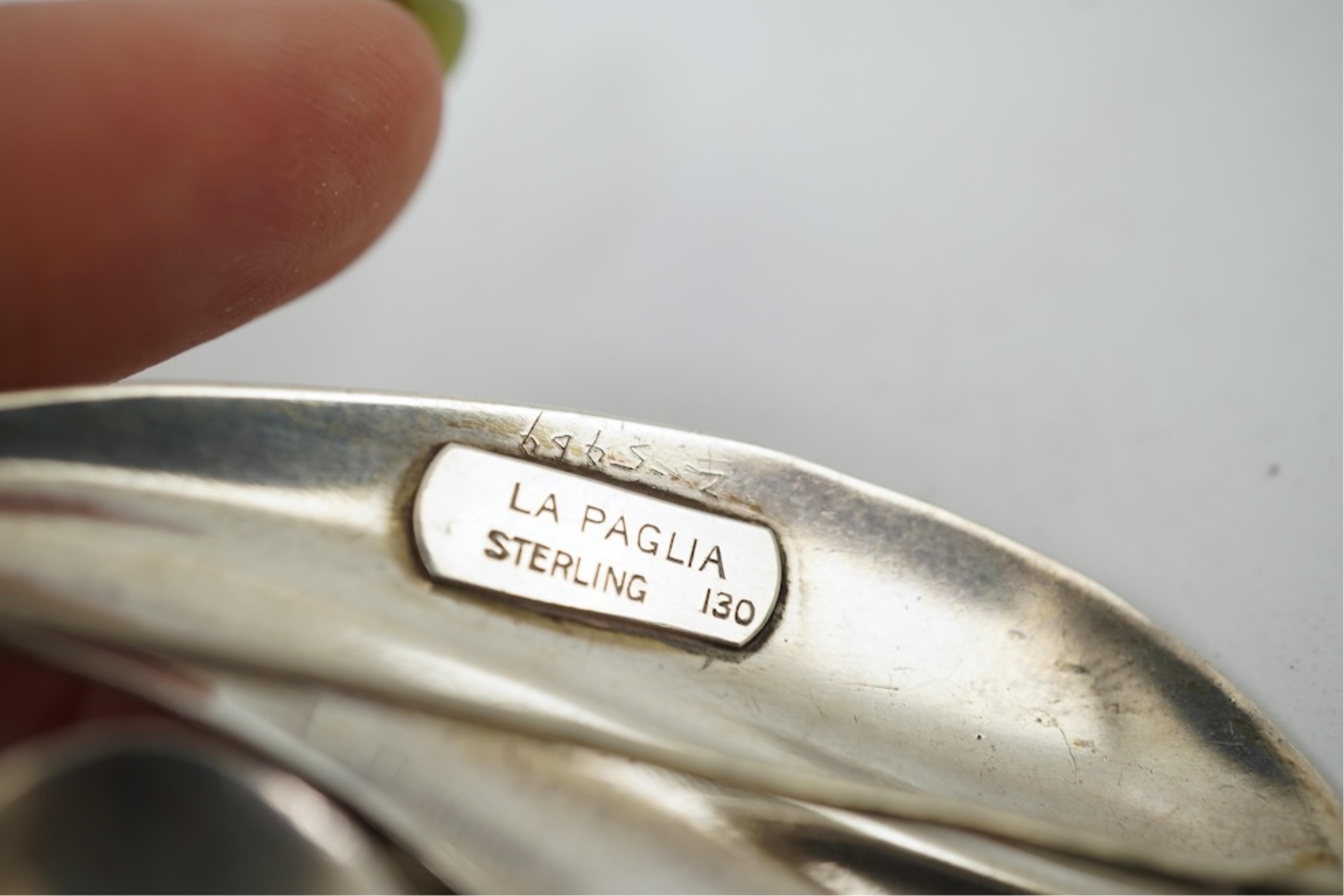 An Alphonse La Paglia sterling 925 leaf and berry brooch, no.130, 64mm, 21 grams.